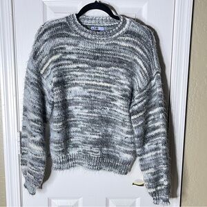 Cozy Knit Women's Sweater in Gray and White